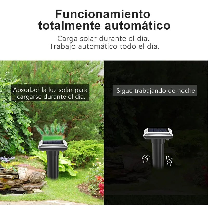 Repelente Solar Ultrasónico 2 Unidades Apto Animales Plagas Color Negro