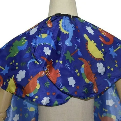 Capa De Corte De Pelo Para Niños Con Diseño Dinosaurio Color Azul