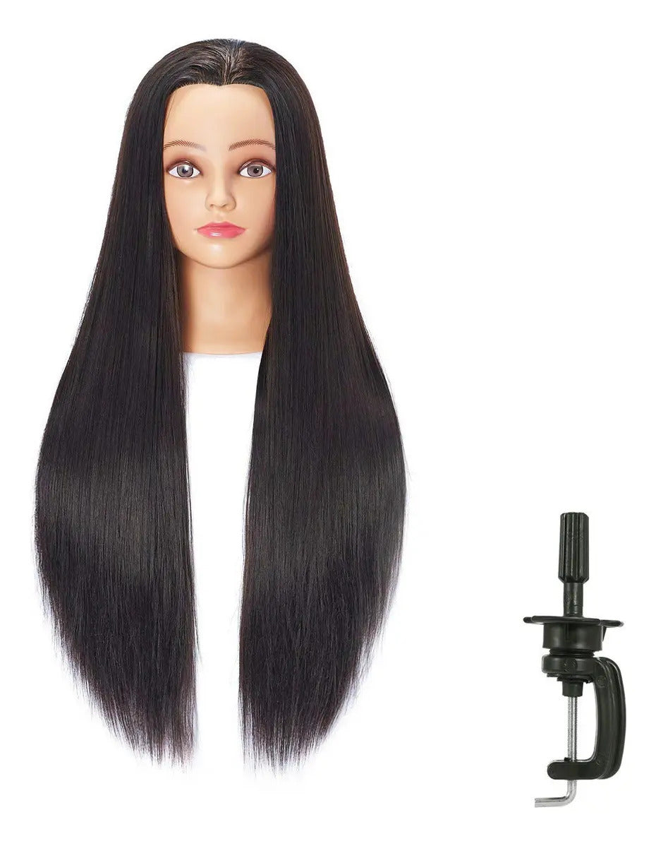 Cabeza Tecnica Pelo Sintetica 65cm Largo + Soporte De Mesa