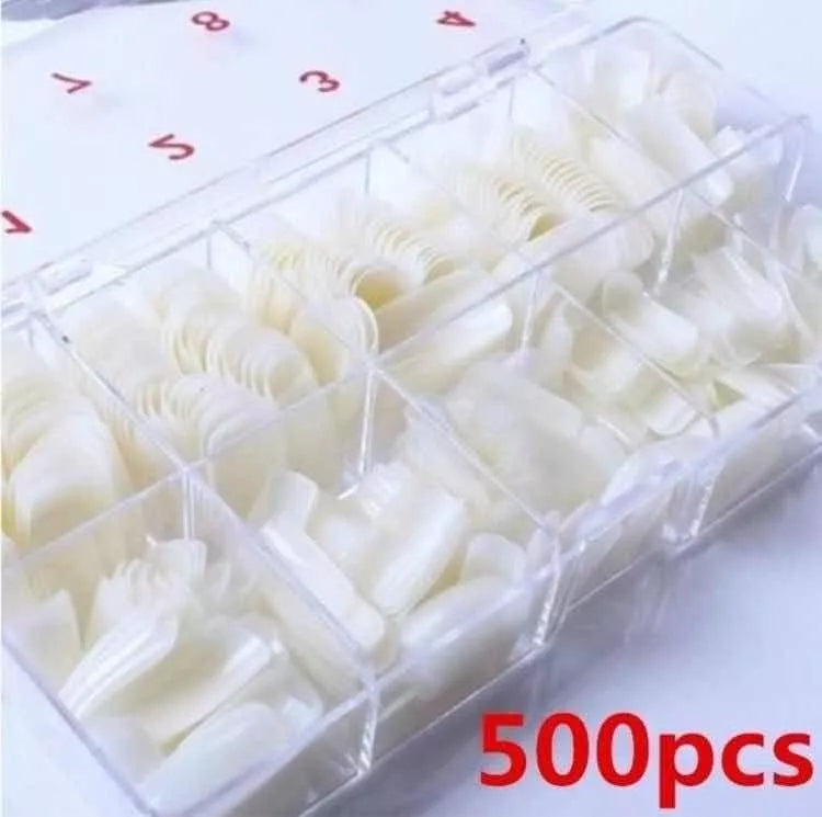 Caja De Tips Para Uñas (500unidades) Color Hueso Colo Piel