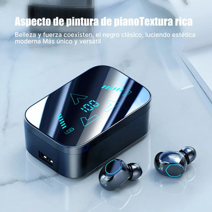 Audífono Inalámbrico M48 Bluetooth Gaming Manos Libres Color Negro Luz Cian