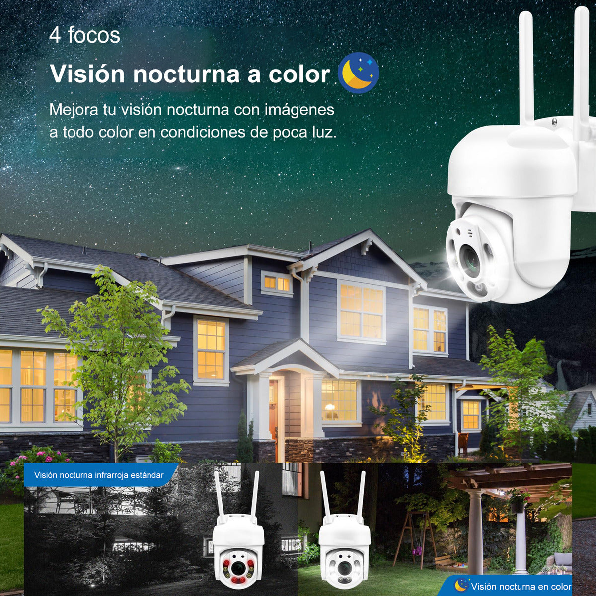 Cámara Seguridad Wifi Audio Bidireccion Alarma Ip66 2k/hd A6 Color Blanco