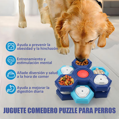 Comedero Lento Para Perros Ajustable 3capas Dispensador De Comida Lento Color Azul Acero Hoso