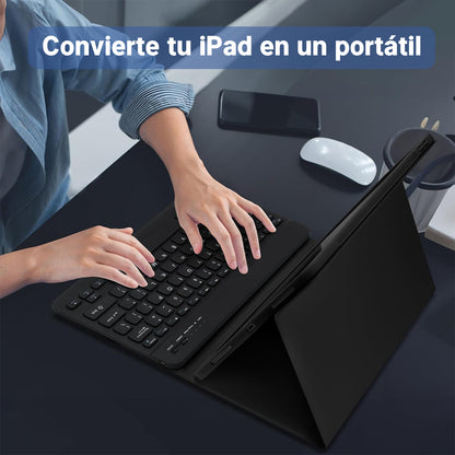 Carcasa iPad 9 Con Telcado Bluetooth Portátil Para 10.2/10.5