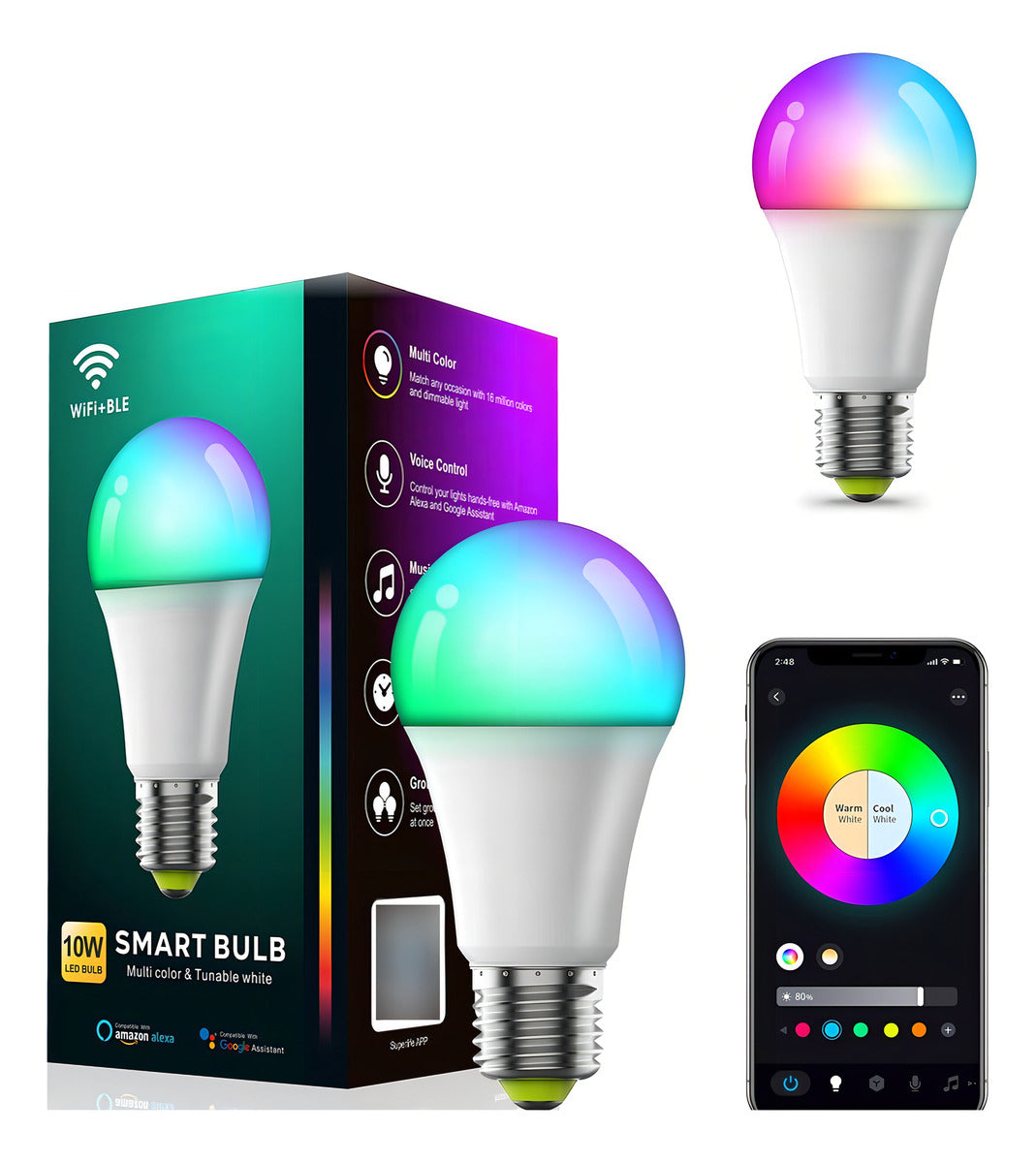 Ampolleta LED Inteligente WiFi RGB - Compatible con Alexa/Google