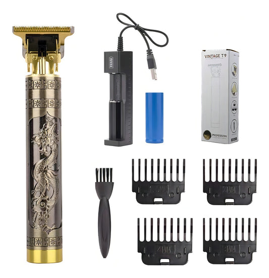 Cortadora De Pelo Vintage T9 Dorada Recargable Inalámbrica Profesionales Dorado
