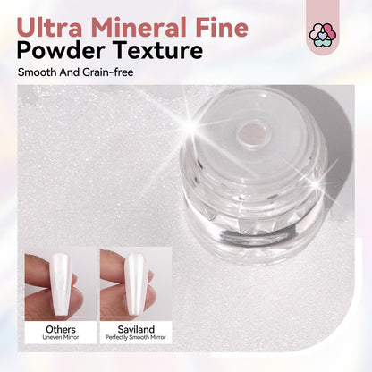 Polvo Efecto Espejo Manicure + Pincel Sillicona
