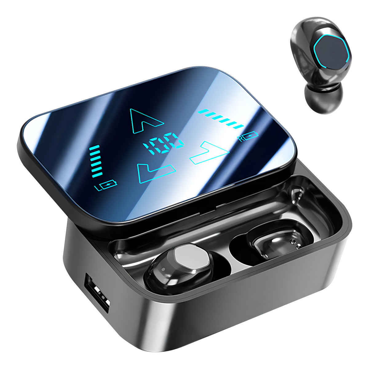 Audífono Inalámbrico M48 Bluetooth Gaming Manos Libres Color Negro Luz Cian