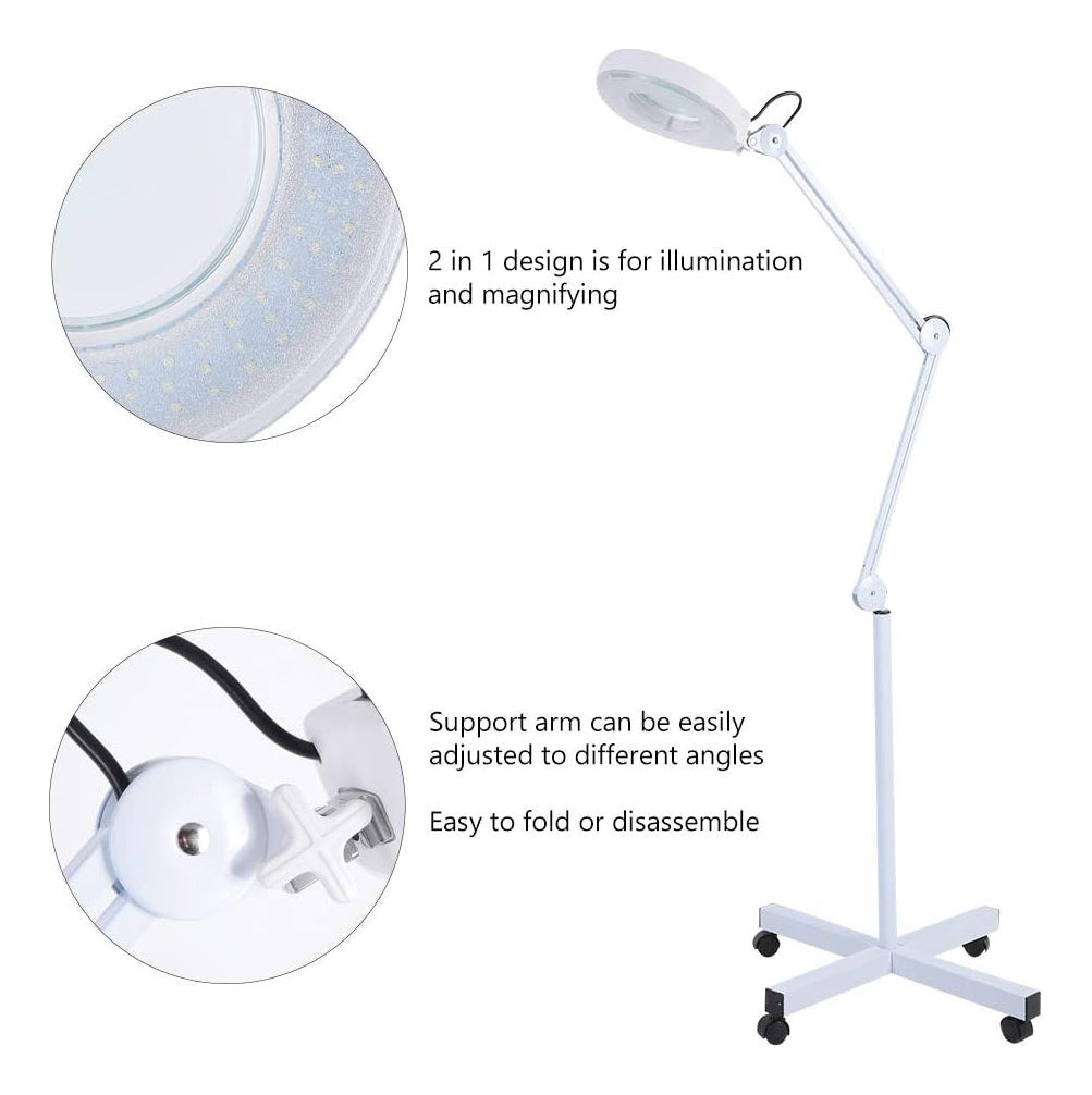 Lampara Lupa Con Luz Led Pedestal Rueda Cosmetologia
