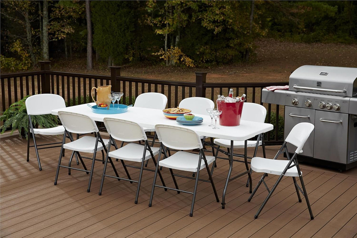 Sillas Plegables Hoso Respaldo Cómodo Estructura Metálica Blanca X4 Blanco Liso
