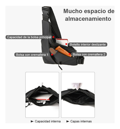 Bolso Bandolera Negro Y Gris Hombre Bolso Mujer Bolsos
