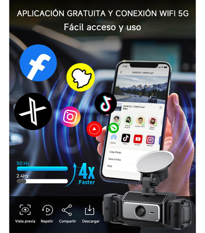 Dashcam 4 Cámaras Visión Nocturna - Seguridad Total para tu Auto