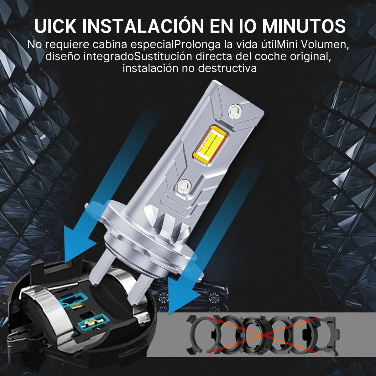 Luces Led Auto D8 En Línea Ultra-brillante Foco H3 H4 H7 H11