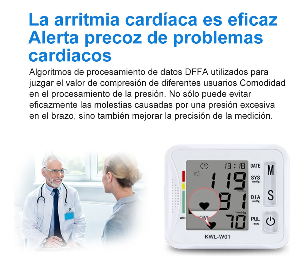 Monitor De Presión Arterial Muñeca Hoso Blanco Pantalla Grande Modelo W01