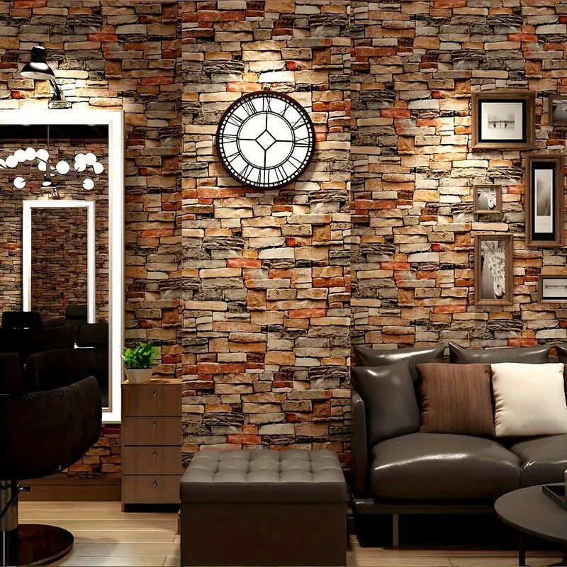 Pegatina De Pared Decorativa 3d10pcs Mármol Ladrillo Veteado