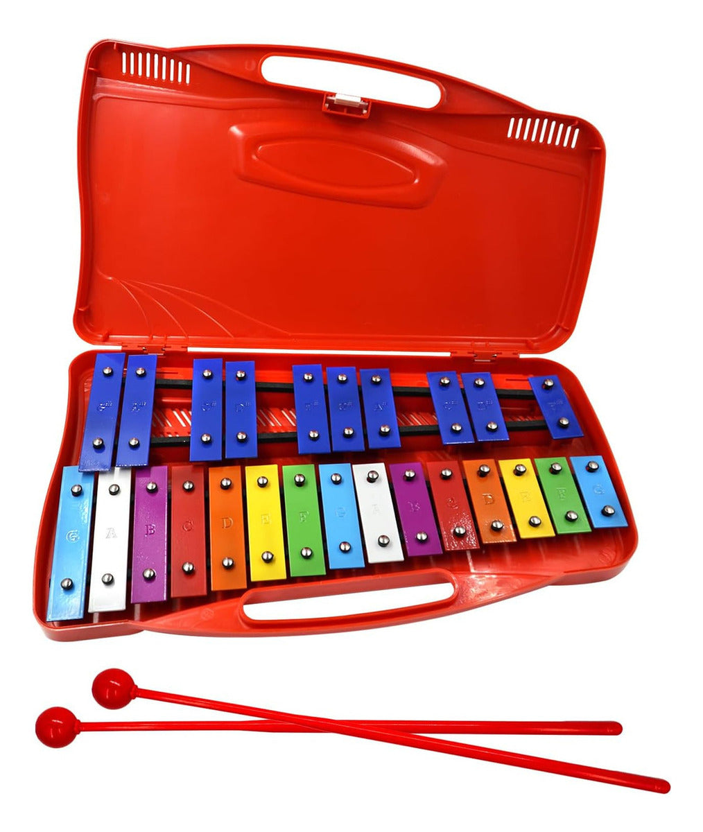 Metalófono Escolares Cromático Percusión 25 Notas 4 Colores