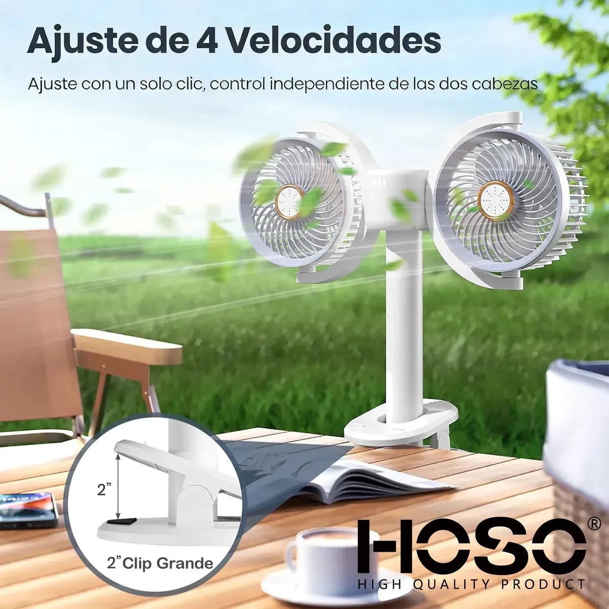 Ventilador De Mesa Moderno Dos Cabezas Ajustables 4 Velocida 12.7 Cm
