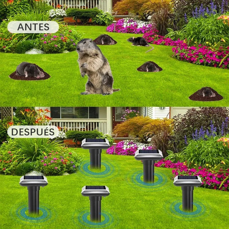 Repelente Solar Ultrasónico 2 Unidades Apto Animales Plagas Color Negro