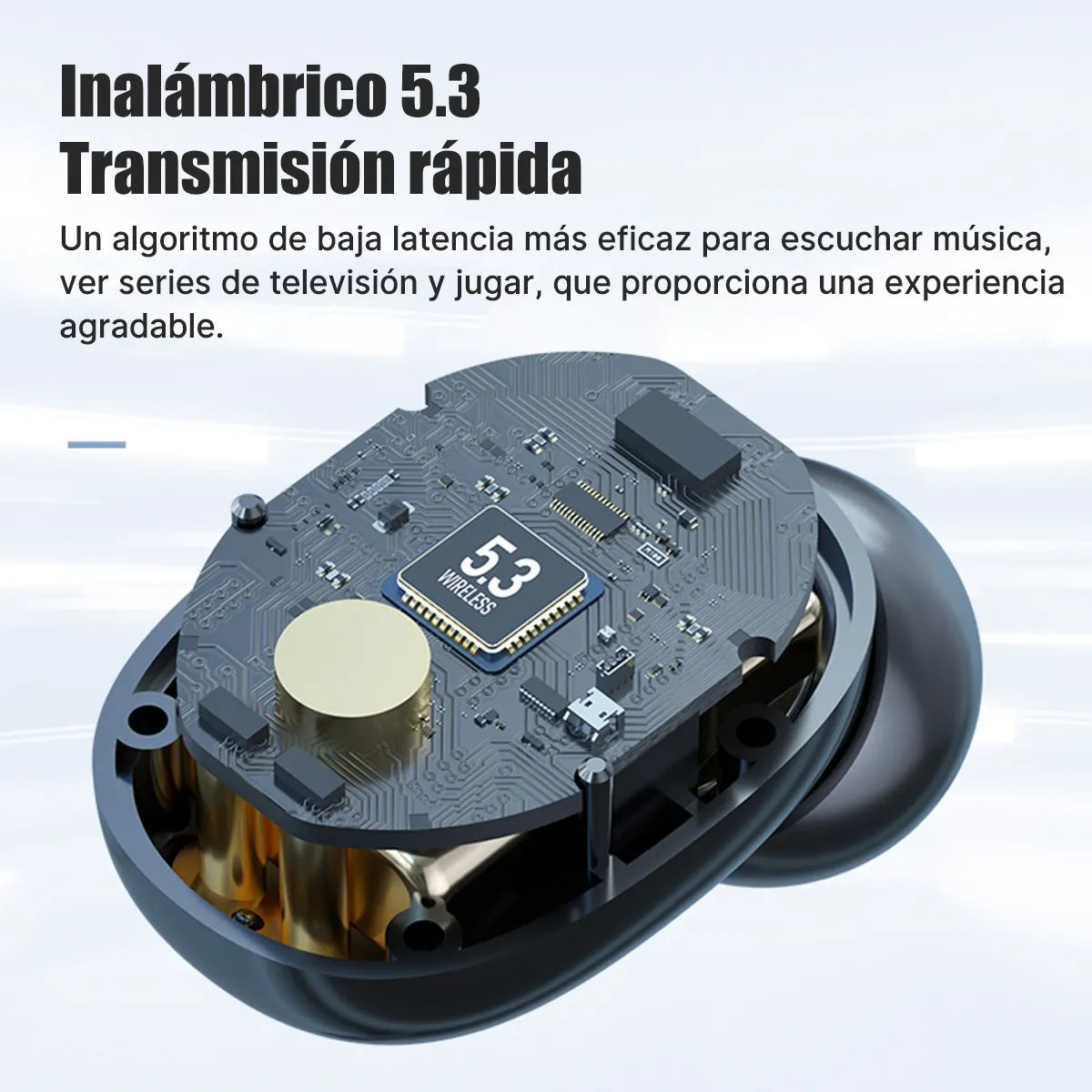 Audífono Inalámbrico M48 Bluetooth Gaming Manos Libres Color Negro Luz Cian