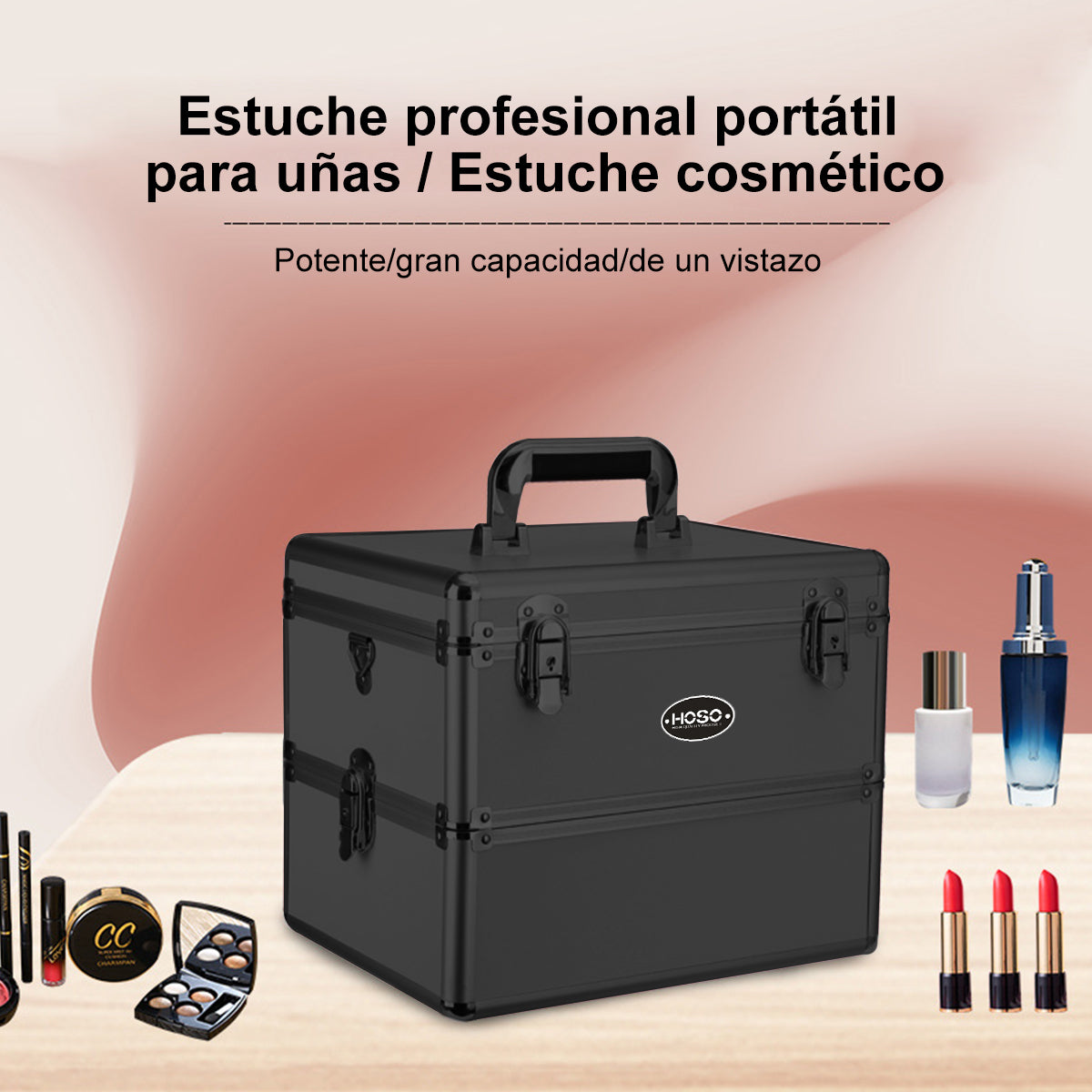 Maleta Portátil Para Manicura/maquilaje Profesional Dos Capa