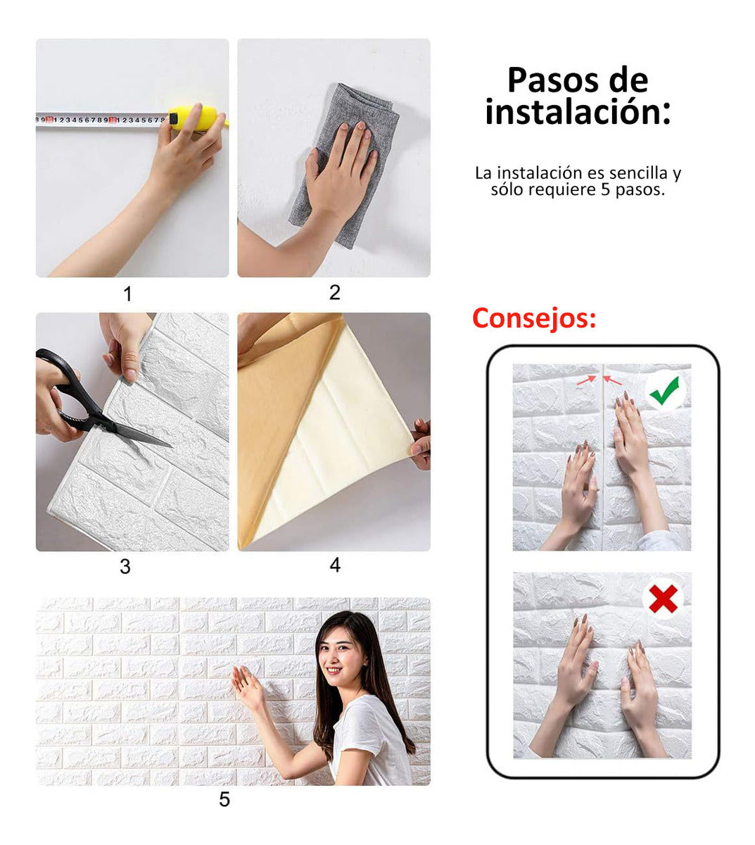 Pegatina De Pared Decorativa 3d10pcs Mármol Ladrillo Veteado
