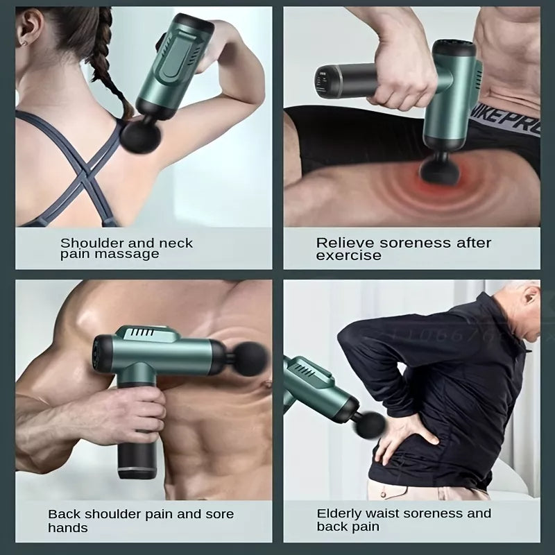 Pistola Masaje Muscular Fisioterapia / Niveles / Accesorios Negro
