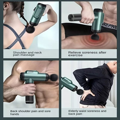 Pistola Masaje Muscular Fisioterapia / Niveles / Accesorios Negro
