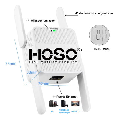 Repetidor Wifi 5,8g 2.4g Wifi6 Ax1500 1200mbps 1 Wan + 1 Lan