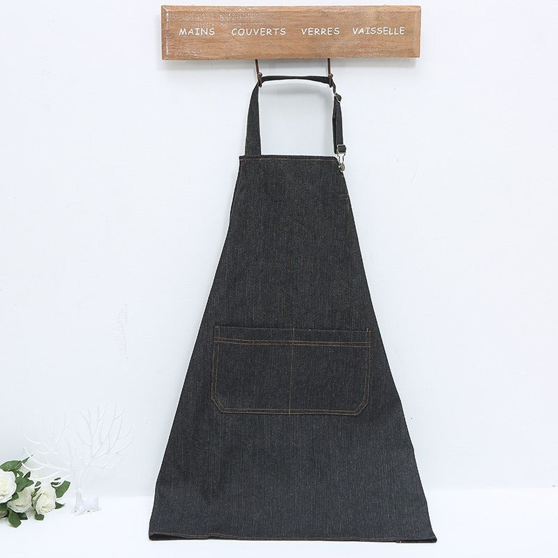Pechera Delantal Barbería O Peluquería Jeans Azul Liso
