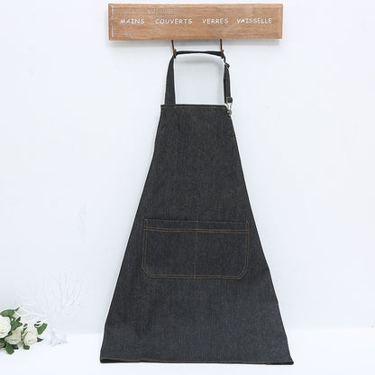 Pechera Delantal Barbería O Peluquería Jeans Azul Liso