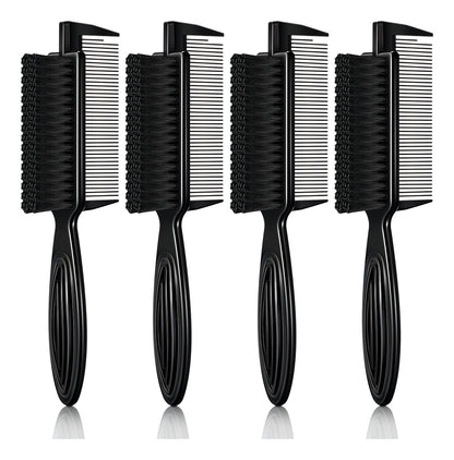 Peine Cepillo Fade Para Barba Barberia Con Peineta 2 En 1 Color Negro