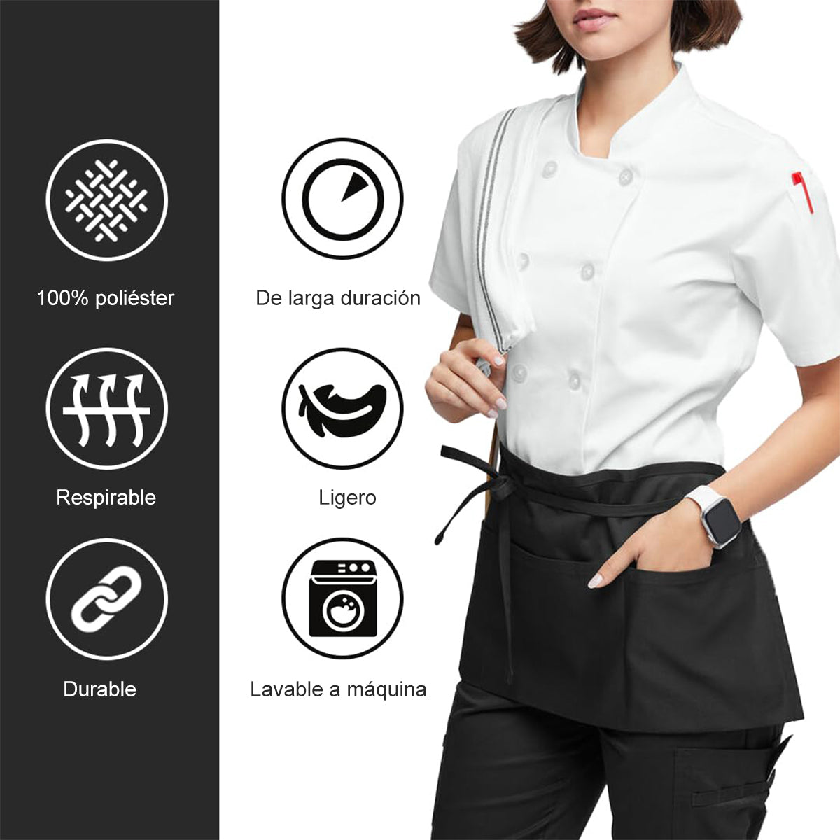 Pechera Delantal Mezclilla Mesero Cocina Bar Comedor Mujer