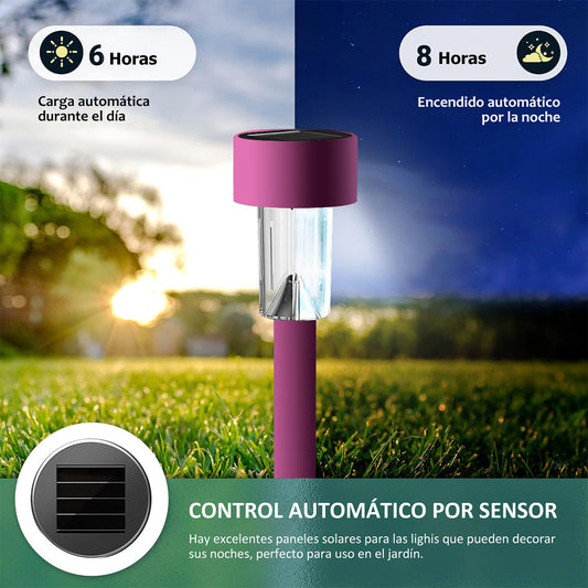 Luces Solares Exterior Lámpara Foco Jardín 10pcs 5colores Color Rosa