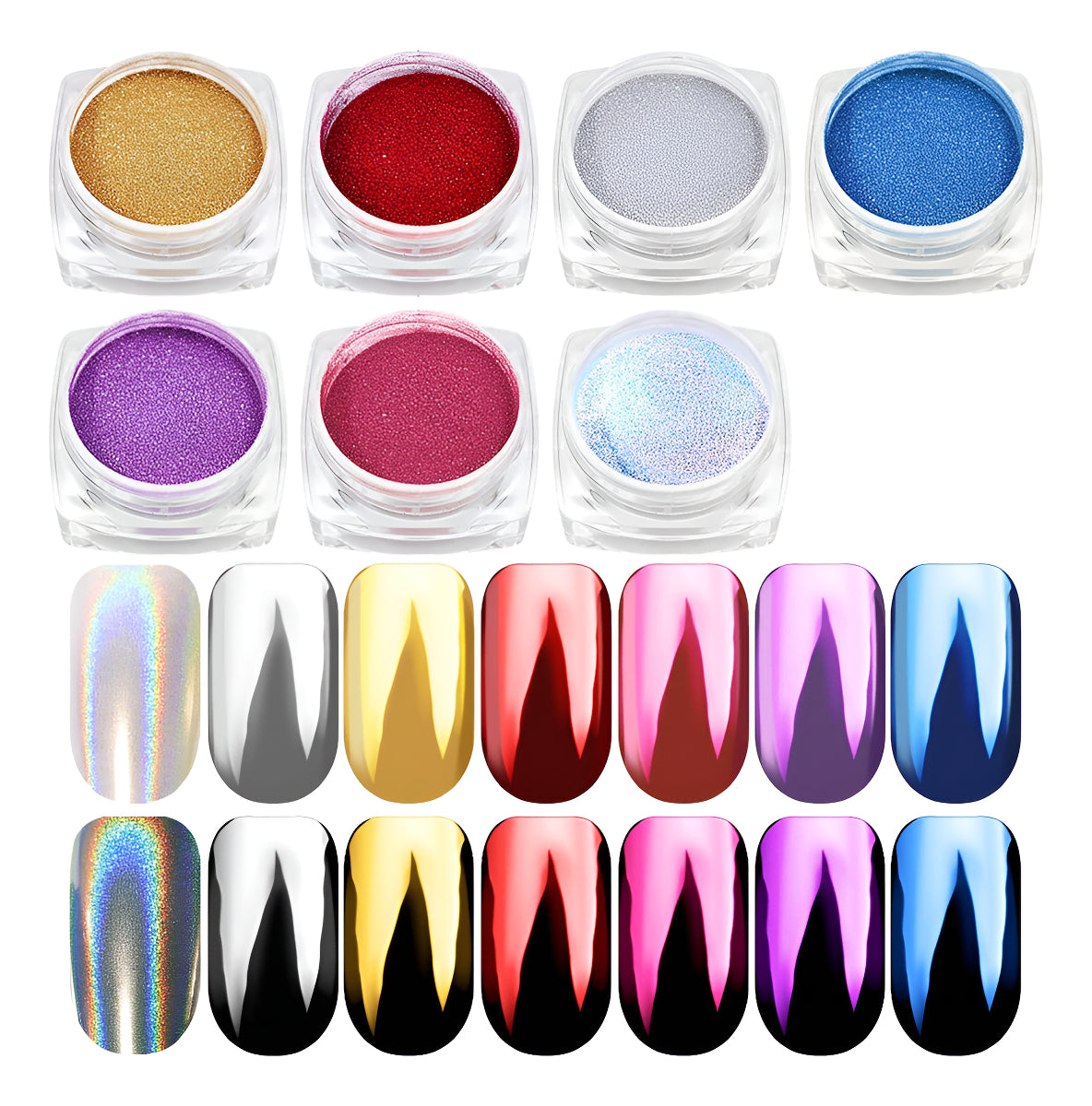 Polvo Efecto Espejo Manicure + Pincel Sillicona