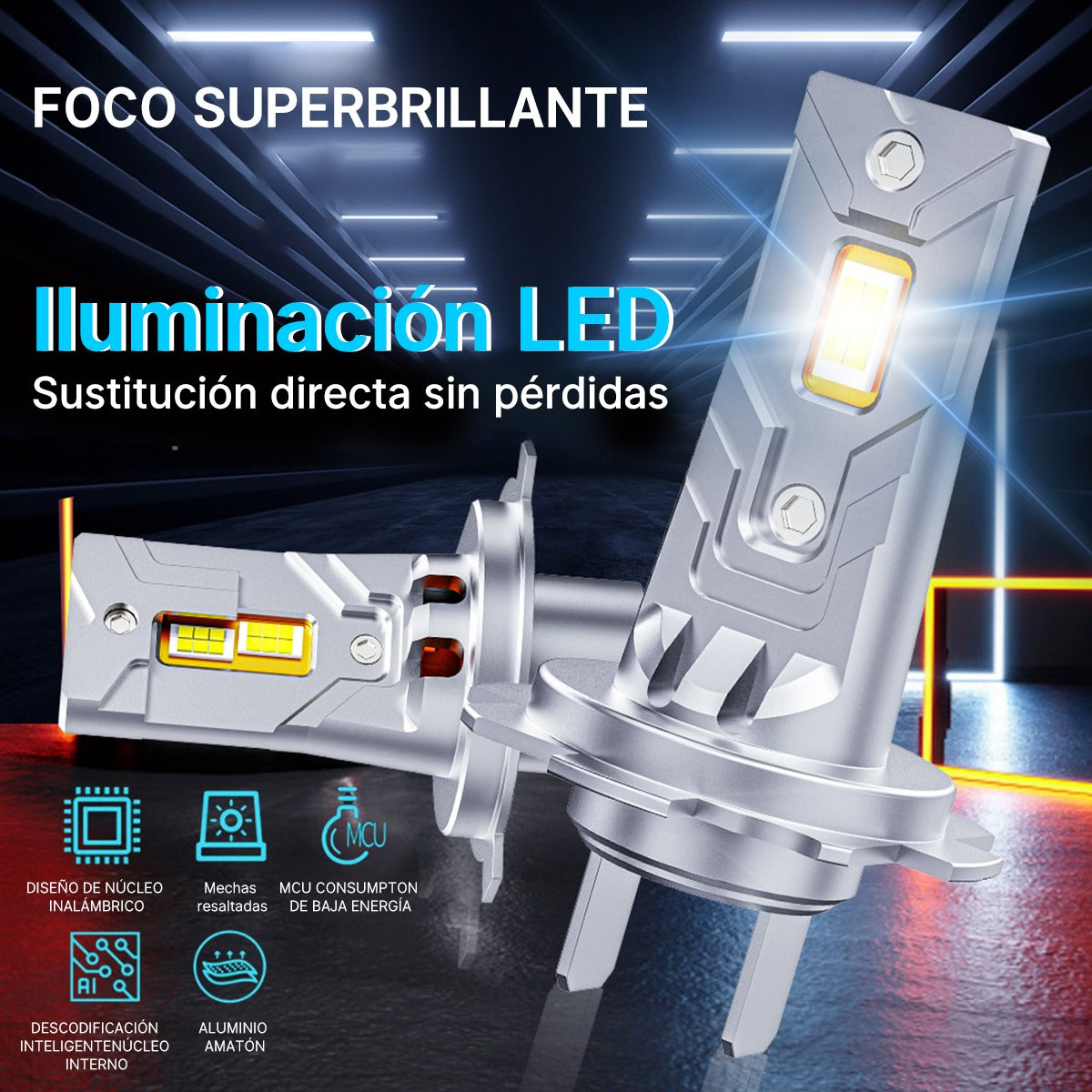 Luces Led Auto D8 En Línea Ultra-brillante Foco H3 H4 H7 H11
