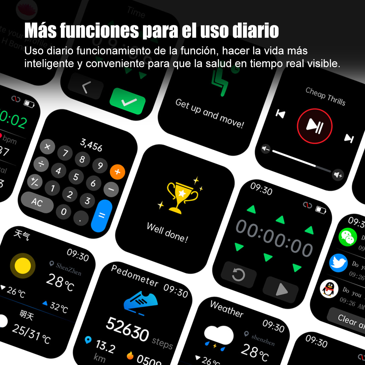 Reloj Inteligente Smartwatch F57l Deportivo Con Sensor Caja Negro Correa Negro Bisel Negro Diseño De La Correa Mesh