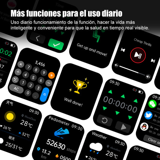 Reloj Inteligente Smartwatch F57l Deportivo Con Sensor Caja Negro Correa Negro Bisel Negro Diseño De La Correa Mesh