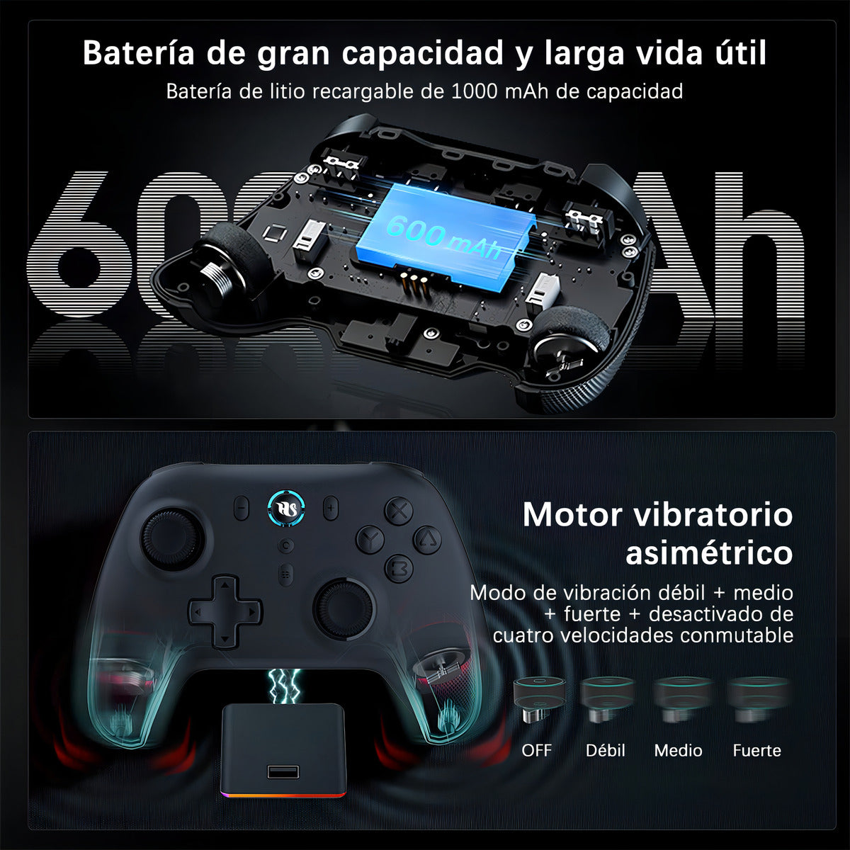 Control Inalámbrico Hoso Ga01a Negro Bluetooth Compatible Nintendo Switch