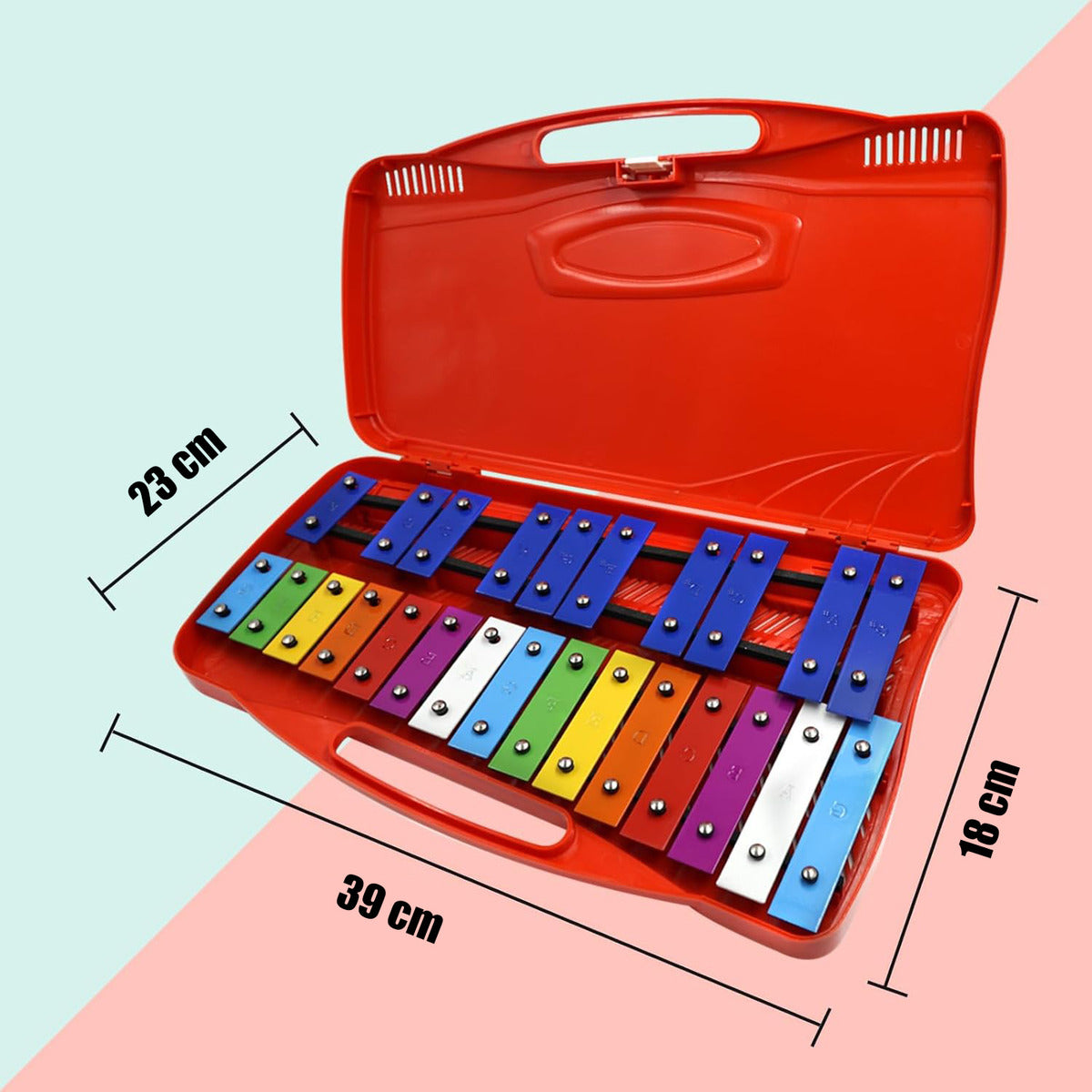 Metalófono Escolares Cromático Percusión 25 Notas 4 Colores