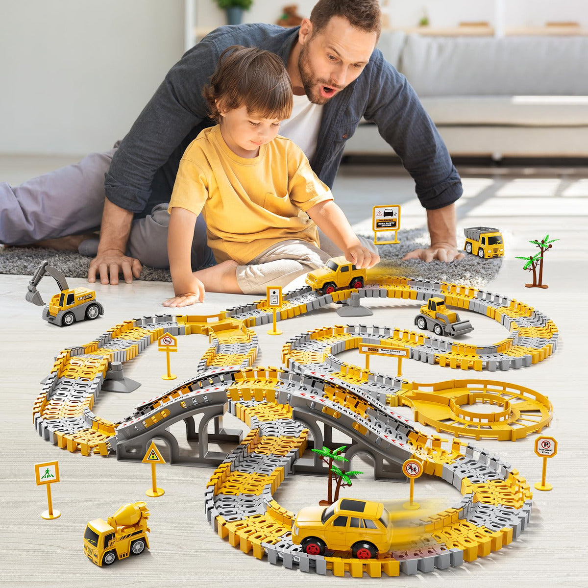 Juguete Pista De Auto Para Niño Bloque De Vehiculo Educativo Color Amarillo