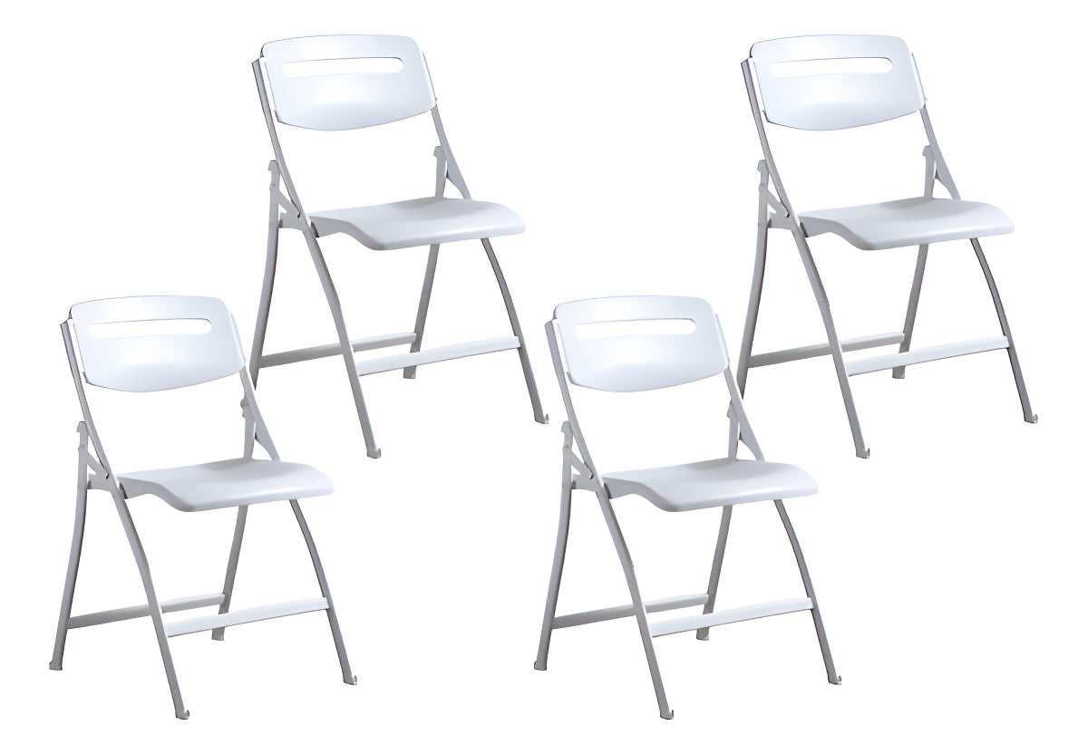 Sillas Plegables Hoso Respaldo Cómodo Estructura Metálica Blanca X4 Blanco Liso