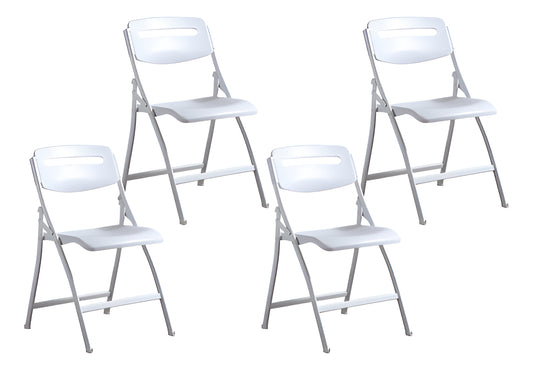 Sillas Plegables Hoso Respaldo Cómodo Estructura Metálica Blanca X4 Blanco Liso