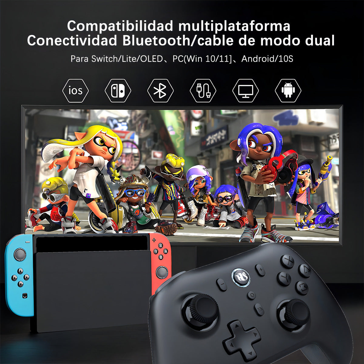 Control Inalámbrico Hoso Ga01a Negro Bluetooth Compatible Nintendo Switch