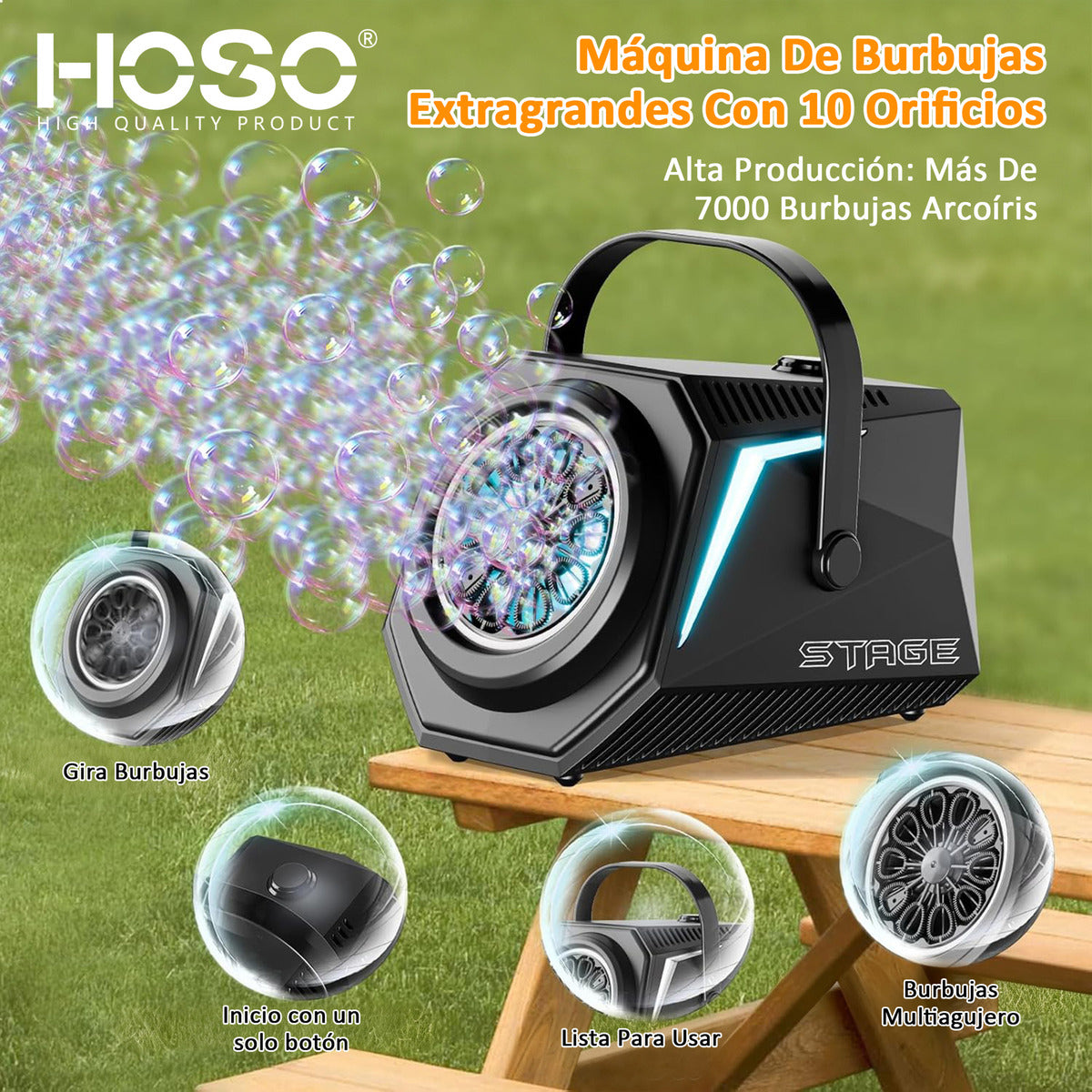 Máquina De Burbujas Hoso Ppj Portátil Con Control Remoto 5w Para Fiestas