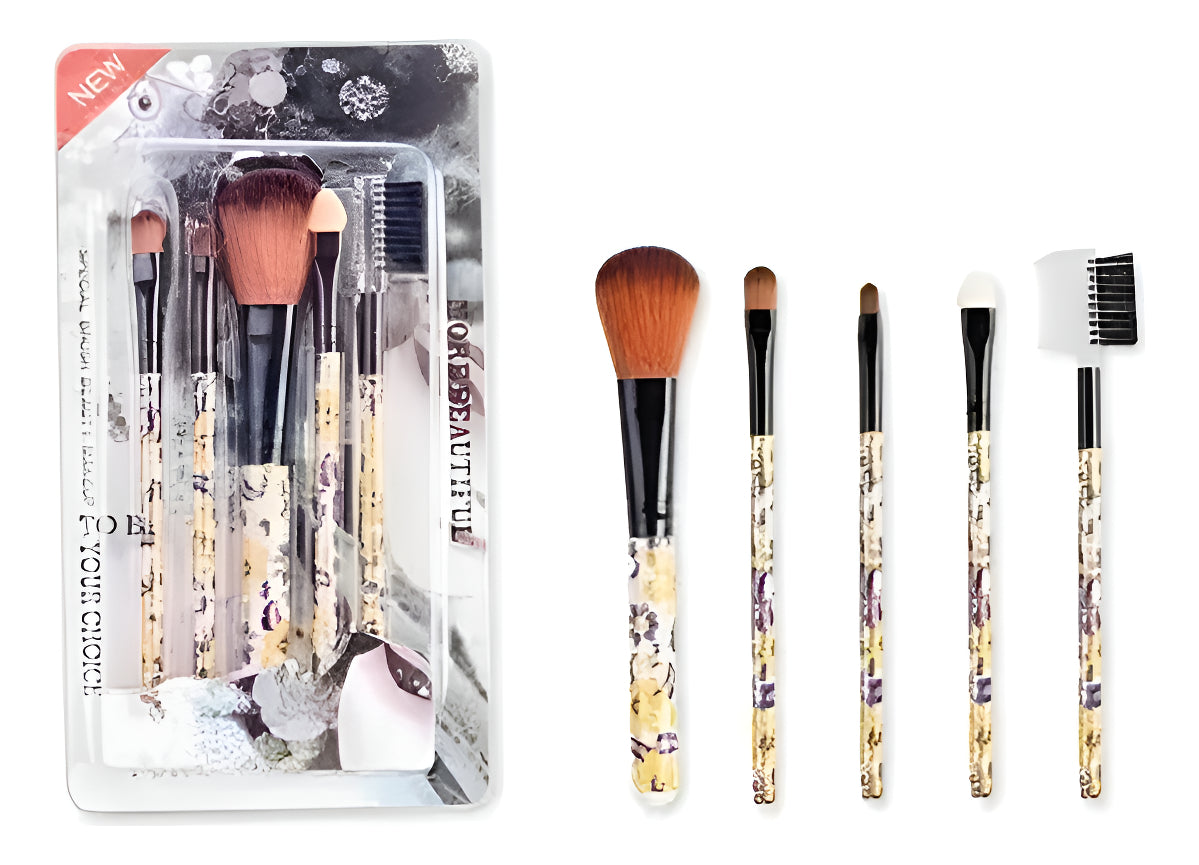 Set 5 Brochas Maquillaje Nail Para Rubor Polvo Sombra Colores Variados Variado