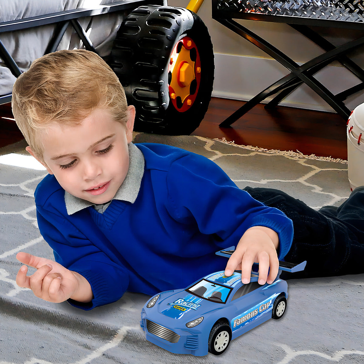 Auto Juguete De Energía Solar Educativo Robot De Niños Color Azul Acero Personaje Azul