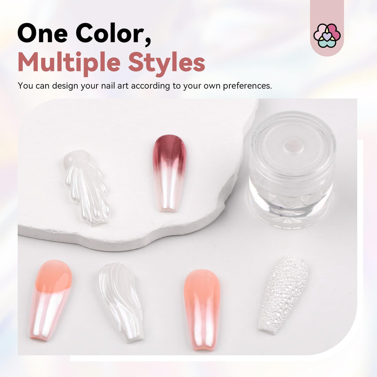 Polvo Efecto Espejo Manicure + Pincel Sillicona