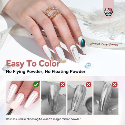 Polvo Efecto Espejo Manicure + Pincel Sillicona