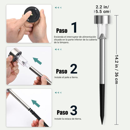 Luces Solares Exterior Lámpara Foco Jardín 10pcs 5colores