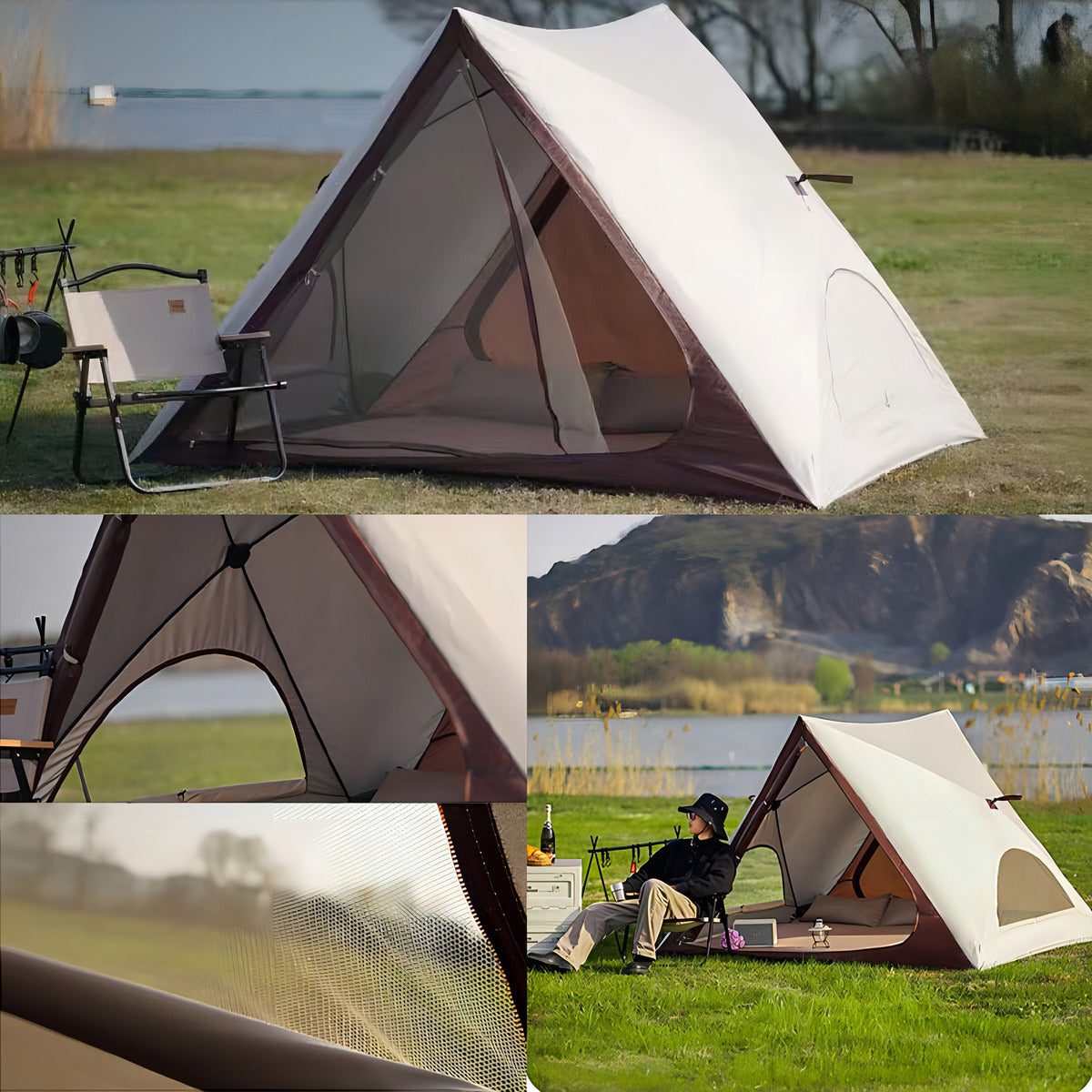 Carpa 4 Personas Acampar Armado Automático Carpas Camping Color Beige